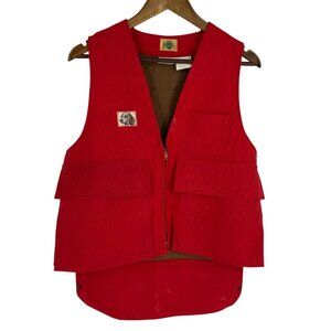 Vintage Hunting Vest With Dog Patch & Pockets Full Front Zipper Adult Size M